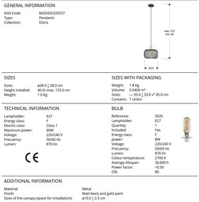 Lustra/pendul design decorativ modern Osiris auriu/negru