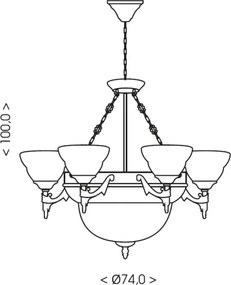 Brilagi - Candelabru suspendat cu lanț DAHLIA 9xE27/40W/230V Ø 74 cm alamă