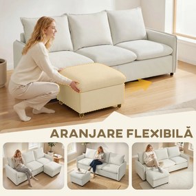 Set Canapea 3 Locuri, HOMCOM, Leathaire, 212x125x84cm, Crem | Aosom Romania