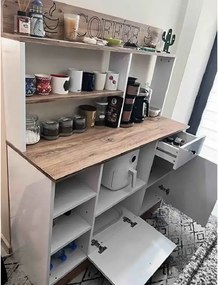 Set mobilier bucatarie Loura, alb si nuc