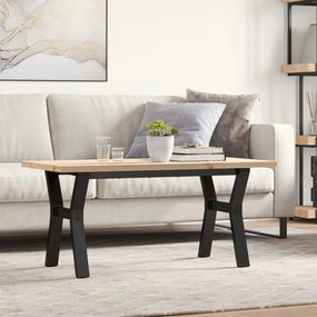vidaXL Masă de cafea, cadru Y, 100x50x45,5 cm, lemn masiv pin și Oţel