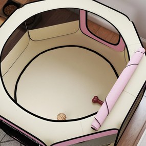 PawHut Parc pliabil pentru câini și pisici țarc portabil pentru animale mici impermeabil din țesătură Oxford Ø120x58cm Roz | Aosom Romania