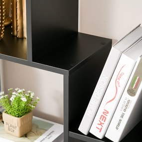 HOMCOM Bibliotecă cu rafturi Zig-zag Design Contemporan 70L x 24l x 178Î cm Panouri Particule negru | Aosom Romania