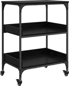 vidaXL Troler de Bucătărie Stejar Negru 60 x 41 x 80.5 cm