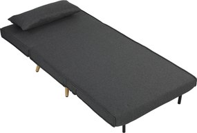 HOMCOM Fotoliu Extensibil 3 în 1 cu Spătar Reglabil pe 3 Niveluri și Pernă, Material Textil cu Aspect de In, Gri | Aosom Romania