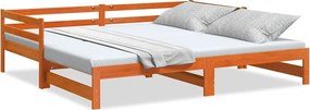 vidaXL Pat zi cu extensie fără saltele, maro, 90x190 cm, lemn masiv