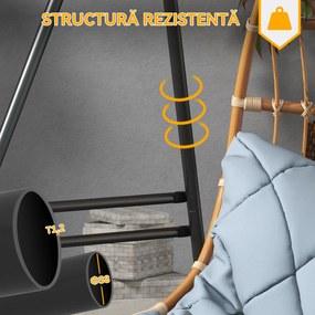 Outsunny Suport pentru Scaun Suspendat, Cadru Metalic Rezistent pentru Hamace, Balansoare Suspendate Tip Ou, Negru | Aosom Romania