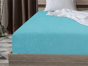 Cearsaf elastic din fleece MOLTON turcoaz 180 x 200 cm