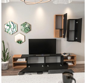 Mobilier living Ziva 2 (negru + teak). 1102660