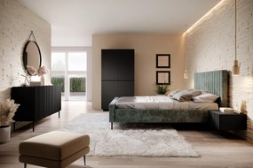 Dulap Nicole dormitor cu două sertare 100 cm - negru mat / mânere negre