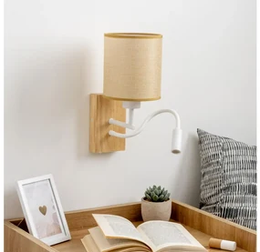 Lampă LED de perete Brilagi NUBILA WOOD 1xE27/25W/230V + LED/3W stejar/maro deschis