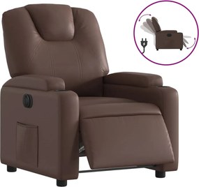 vidaXL Fotoliu rabatabil electric, maro, piele ecologică
