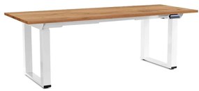 Masă înălțime reglabilă OfficeTech Strong 200 x 80 cm, picioare albe, stejar kraft