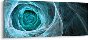 Tablou - Abstract trandafir albastru cu fundal negru (120x50 cm)