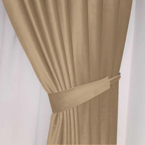 Set draperii din catifea cu rejansa transparenta cu ate pentru galerie, Madison, densitate 700 g/ml, Amber Gold, 2 buc