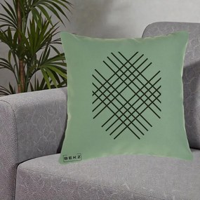 Perna Decorativa Geometric Grid, 40x40 cm, Verde, Husa Detasabila, Perna Inclusa, BEKZ®