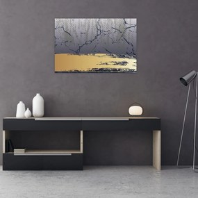 Tablou - Albastru și aur abstracție N⁰1 (90x60 cm)