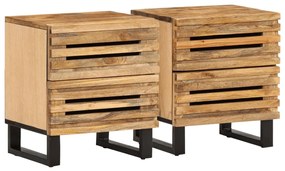 vidaXL Noptiere, 2 buc., 40x34x46 cm, lemn masiv de mango brut