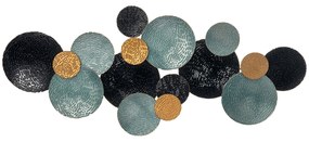 Decorațiune de perete 3D HOMCOM cu Cercuri 121 cm x 4 cm x 53 cm Metal Albastru + Negru | Aosom Romania