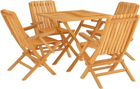 vidaXL Set masă pentru grădină, lemn masiv de tec, 5 piese