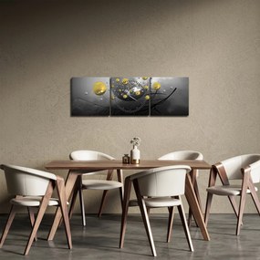 Tabloul cu bile abstracte aurii (cu ceas) (90x30 cm)