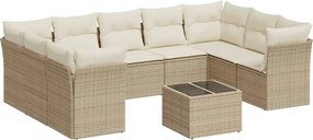 vidaXL Set canapele de grădină cu perne, 10 piese, bej, poliratan