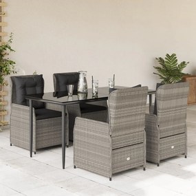vidaXL Set mobilier de grădină cu perne, 5 piese gri deschis poliratan