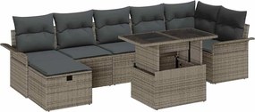 vidaXL Set de canapele pentru grădină cu pernă 8 pcs Gri Rattan poli