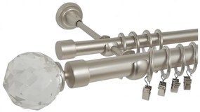 Galerie dubla KULA CRYSTAL- dubla 25/19 - CROM MAT (Alege marime: 180 cm)