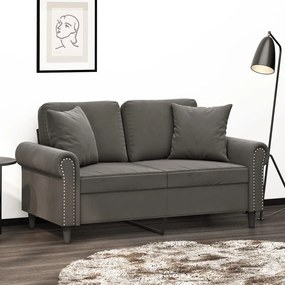 3153196 vidaXL Canapea cu 2 locuri cu perne&pernuțe gri închis 120 cm, catifea