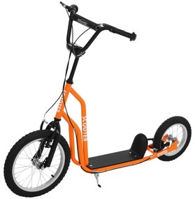 HOMCOM Kinderroller ab 5 jahre Trotinetă Tretinoter Cityroller Copii Scooter Kickboard cu Roți Gonflabile16/12 Inch Portocaliu 135 x 58 x 88-94 cm | Aosom Romania