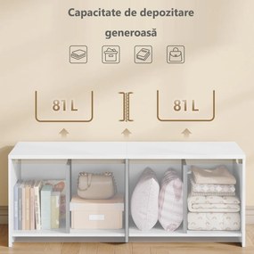 BAA62 - Bancuta 120 / 150 cm, bancheta dormitor, banca hol, depozitare pantofi, pantofar - Alb