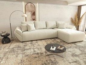 Colțar extensibil dumonde cu ladă de depozitare si sezut confortabil din spuma high-density, Berlin XL Ambience Ivory II 350x185 cm