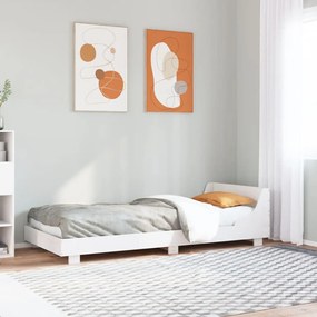 vidaXL Cadru de pat fără saltea, alb, 75x190 cm, lemn masiv de pin
