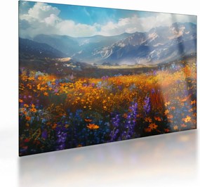 Tablou pe sticlă - Peisaj montan pictat II. (70x50 cm)