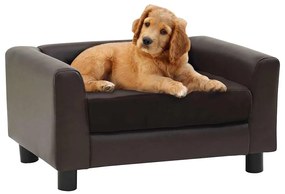 vidaXL Canapea pentru câini, maro, 60x43x30 cm, pluș & piele ecologică