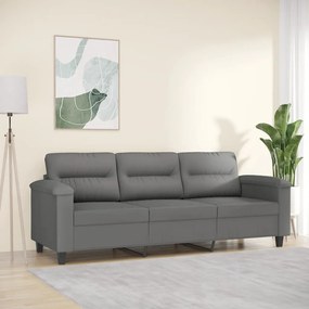 Canapea cu 3 locuri, gri inchis, 180 cm, tesatura microfibra