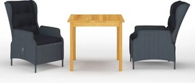 vidaXL Set mobilier pentru grădină, 3 piese, gri închis
