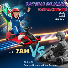 HOMCOM Kart Electric pentru Copii cu Pedale pentru Copii cu Pornire Lentă și Centură, 90x53x99 cm, Roșu | Aosom Romania