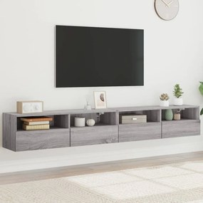 vidaXL Dulapuri TV de perete 2 buc. gri sonoma 100x30x30 cm lemn