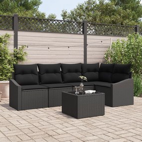 vidaXL Set de canapele pentru grădină 6 pcs Negru Rattan poli