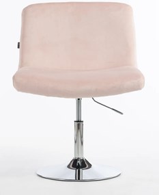 HR150W Scaun Roz Pudra din Catifea cu Bază Cromata