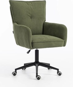 HR250K Scaun Catifea Reiată Premium culoare verde salvie Bază Neagră