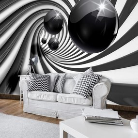 Fototapet - 3D tunel alb negru (152,5x104 cm), în 8 de alte dimensiuni noi