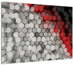 Tablou pe sticlă - 3D hexagoane (70x50 cm)