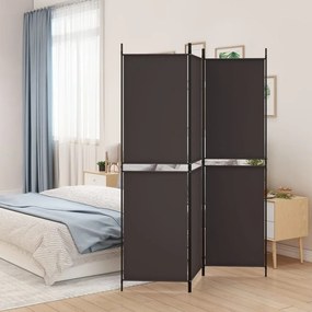 350211 vidaXL Paravan de cameră cu 3 panouri, maro, 150x180 cm, textil
