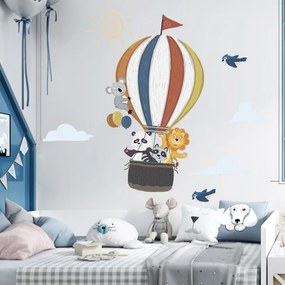 PIPPER | Autocolant de perete "Balon cu aer cald cu animale" 99x110 cm