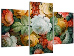 Tablou cu buchet pictat de flori (90x60 cm)