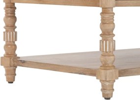 Măsuță de cafea din lemn masiv de mango, finisaj natural maro, 2 sertare și poliță inferioară, 110 x 60 x 45 cm, „Classic"