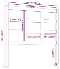 Tablie de pat, maro miere, 105,5x4x100 cm, lemn masiv de pin maro miere, 105.5 x 4 x 100 cm, 1